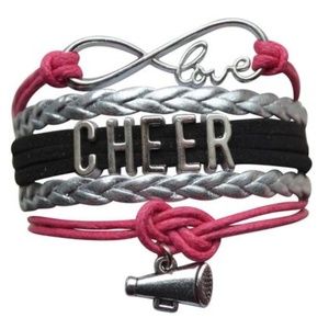 Girls Cheer Bracelet - Pink Black & Silver